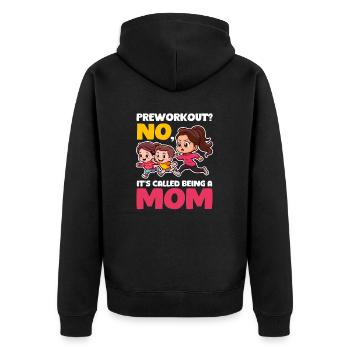 Bodybuilding Mama Preworkout? Mutter sein - Unisex Premium Bio Zip Hoodie - Schwarz - Hinten - Nico (187cm)