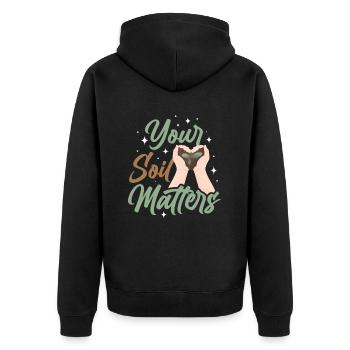 Dear Soil Science Agricultural Scientist - Unisex Premium Organic Zip Hoodie - black - Back - Nico (187cm)