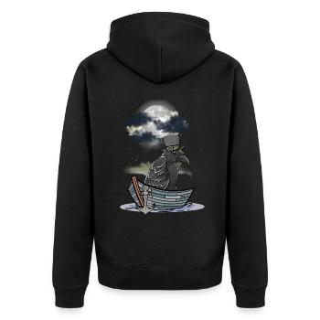 Crow Raven Raven Ferryman Halloween Boat Mystical - Unisex Premium Organic Zip Hoodie - black - Back - Nico (187cm)