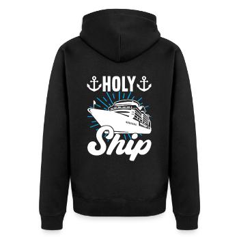 Kreuzfahrt Urlaub Kreuzfahrtschiff - Unisex Premium Bio Zip Hoodie - Schwarz - Hinten - Nico (187cm)