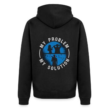 Birdwatcher My Problem My Solution Pictogram Dad - Unisex Premium Bio Zip Hoodie - Schwarz - Hinten - Nico (187cm)