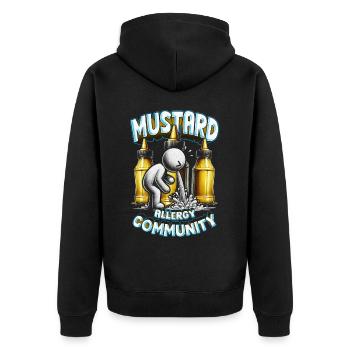 Senfallergie Mustard Allergy Community - Unisex Premium Bio Zip Hoodie - Schwarz - Hinten - Nico (187cm)