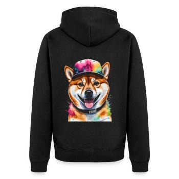 Shiba Inu Snapback Cap Chien Drôle Design Print - Veste à capuche bio Premium Unisexe - noir - Dos - Nico (187cm)