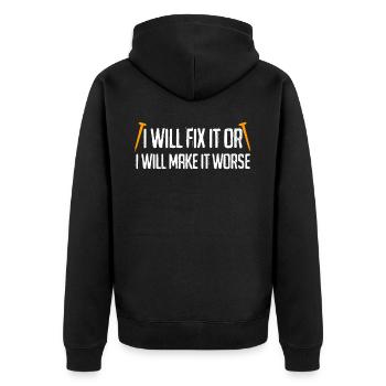 DIY Dad Handyman Workshop Craftsman - Unisex Premium Bio Zip Hoodie - Schwarz - Hinten - Nico (187cm)