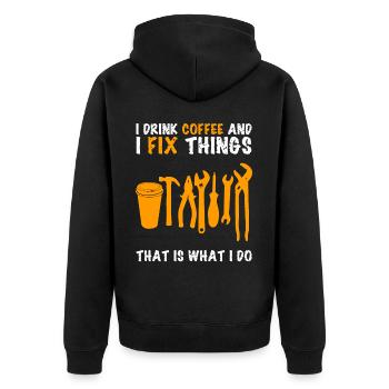 Dad DIY Craftsman Handyman Workshop - Unisex Premium Bio Zip Hoodie - Schwarz - Hinten - Nico (187cm)