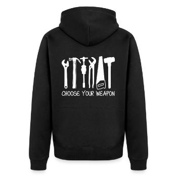 Workshop DIY Dad Craftsman Tools - Unisex Premium Bio Zip Hoodie - Schwarz - Hinten - Nico (187cm)