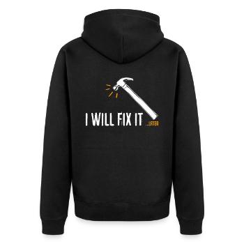 DIY Dad Workshop Craftsman Handyman - Unisex Premium Bio Zip Hoodie - Schwarz - Hinten - Nico (187cm)