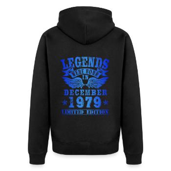 Legends were born in December 1979 Birthday - Unisex Premium Organic Zip Hoodie - black - Back - Nico (187cm)