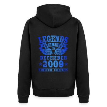 Legends were born in Dezember 2009. Wenn echte Leg - Unisex Premium Bio Zip Hoodie - Schwarz - Hinten - Nico (187cm)
