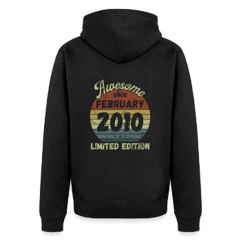 Awesome since February 2010 - Geburtstag - Unisex Premium Bio Zip Hoodie - Schwarz - Hinten - Nico (187cm)
