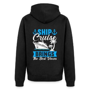 Kreuzfahrt Urlaub Kreuzfahrtschiff - Unisex Premium Bio Zip Hoodie - Schwarz - Hinten - Nico (187cm)