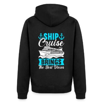 Kreuzfahrt Urlaub Kreuzfahrtschiff - Unisex Premium Bio Zip Hoodie - Schwarz - Hinten - Nico (187cm)