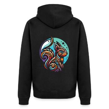 Eichhörnchen Moon Phases - Unisex Premium Bio Zip Hoodie - Schwarz - Hinten - Nico (187cm)
