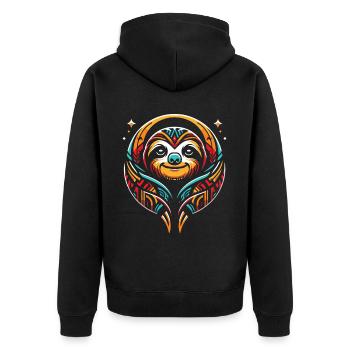 Sloth Moon Phases - Unisex Premium Organic Zip Hoodie - black - Back - Nico (187cm)
