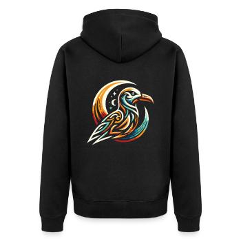 Möwe Moon Phases - Unisex Premium Bio Zip Hoodie - Schwarz - Hinten - Nico (187cm)
