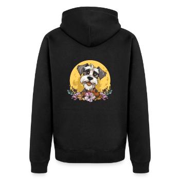 Schnauzer Wild Flowers Floral Moon - Unisex Premium Organic Zip Hoodie - black - Back - Nico (187cm)