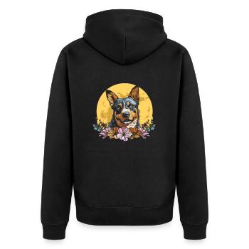 Australian Cattle Dog Wild Flowers - Unisex Premium Organic Zip Hoodie - black - Back - Nico (187cm)