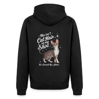 Katze Cornish Rex Geschenk - Unisex Premium Bio Zip Hoodie - Schwarz - Hinten - Nico (187cm)