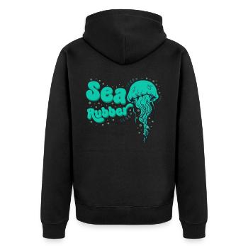 Funny jellyfish sea rubber design for sea fans - Unisex Premium Organic Zip Hoodie - black - Back - Nico (187cm)