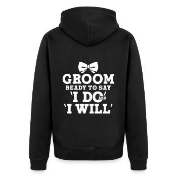 Bräutigam Bachelor Party Unkraut - Unisex Premium Bio Zip Hoodie - Schwarz - Hinten - Nico (187cm)