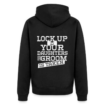 Enterrement de vie de garçon marié - Veste à capuche bio Premium Unisexe - noir - Dos - Nico (187cm)