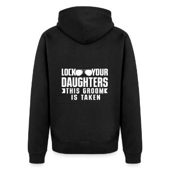 Bräutigam Bachelor Party Unkraut - Unisex Premium Bio Zip Hoodie - Schwarz - Hinten - Nico (187cm)