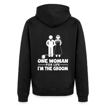 Enterrement de vie de garçon marié - Veste à capuche bio Premium Unisexe - noir - Dos - Nico (187cm)