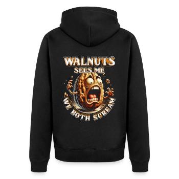 Walnut Allergy Walnuts Sees Me We Both Scream - Unisex Premium Organic Zip Hoodie - black - Back - Nico (187cm)