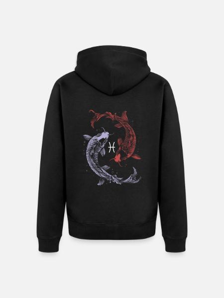 Sternzeichen Pisces Fische Symbol Astrologie - Unisex Premium Bio Zip Hoodie - Schwarz