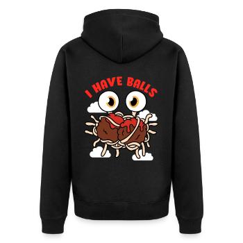 Fliegendes Spaghettimonster FSM - Unisex Premium Bio Zip Hoodie - Schwarz - Hinten - Nico (187cm)