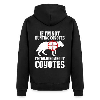 Kojotenjagd Kojotenjäger Yote - Unisex Premium Bio Zip Hoodie - Schwarz - Hinten - Nico (187cm)