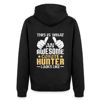 Coyote Hunting Yote - Unisex Premium Organic Zip Hoodie - black - Back - Nico (187cm)