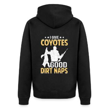 Kojotenjagd Kojotenjäger Yote - Unisex Premium Bio Zip Hoodie - Schwarz - Hinten - Nico (187cm)