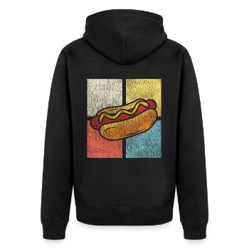 Hot Dog Adulte Vintage Rétro - Veste à capuche bio Premium Unisexe - noir - Dos - Nico (187cm)