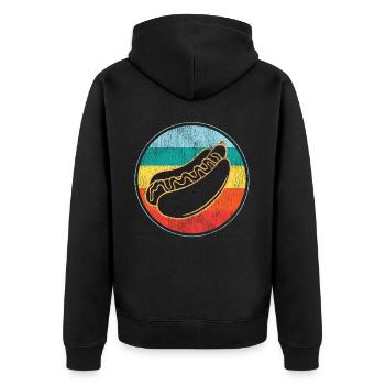 Hot Dog Adulte Vintage Rétro - Veste à capuche bio Premium Unisexe - noir - Dos - Nico (187cm)