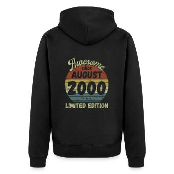 Awesome since August 2000 - Geburtstag - Unisex Premium Bio Zip Hoodie - Schwarz - Hinten - Nico (187cm)