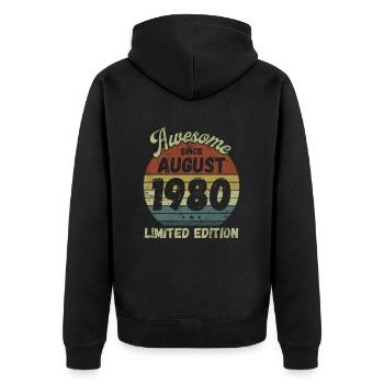 Awesome since August 1980 - Geburtstag - Unisex Premium Bio Zip Hoodie - Schwarz - Hinten - Nico (187cm)
