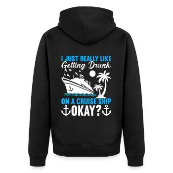 Kreuzfahrt Urlaub Kreuzfahrtschiff - Unisex Premium Bio Zip Hoodie - Schwarz - Hinten - Nico (187cm)