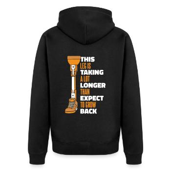 Das Bein braucht länger, um wieder zu wachsen Benutzerbein - Unisex Premium Bio Zip Hoodie - Schwarz - Hinten - Nico (187cm)