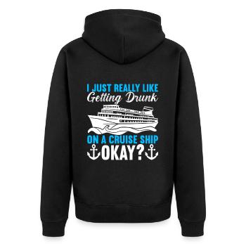 Kreuzfahrt Urlaub Kreuzfahrtschiff - Unisex Premium Bio Zip Hoodie - Schwarz - Hinten - Nico (187cm)