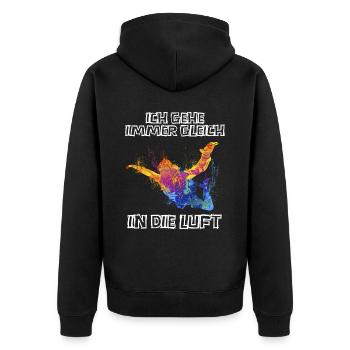 Skydive Freefly Fallschirmspringer Shirt Skydiving - Unisex Premium Bio Zip Hoodie - Schwarz - Hinten - Nico (187cm)