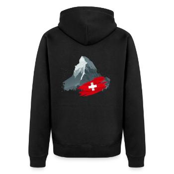 Suisse Vacances Ski Randonnée Montagne Suisse - Veste à capuche bio Premium Unisexe - noir - Dos - Nico (187cm)