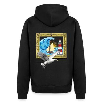 Mouette Mouettes maritimes Phare des oiseaux de mer - Veste à capuche bio Premium Unisexe - noir - Dos - Nico (187cm)