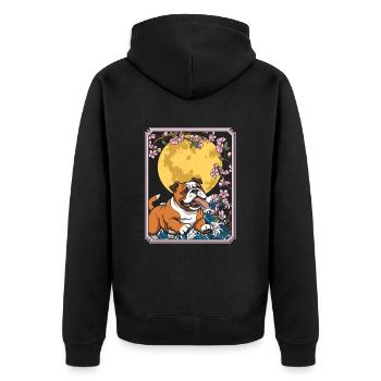 Bulldog Japon Cherry Blossom Lune - Veste à capuche bio Premium Unisexe - noir - Dos - Nico (187cm)