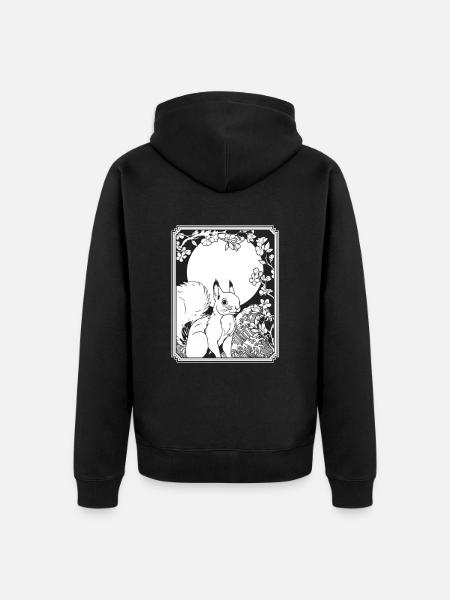 Squirrel Japan Cherry Blossom Moon - Unisex Premium Organic Zip Hoodie - black