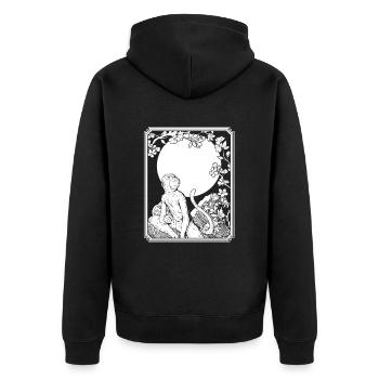Monkey Japan Cherry Blossom Moon - Unisex Premium Organic Zip Hoodie - black - Back - Nico (187cm)