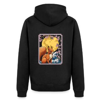 Eichhörnchen Japan Cherry Blossom Moon - Unisex Premium Bio Zip Hoodie - Schwarz - Hinten - Nico (187cm)