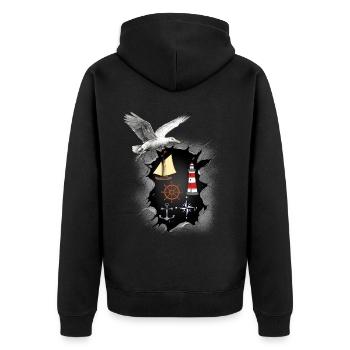 Mouette Mouettes maritimes Phare des oiseaux de mer - Veste à capuche bio Premium Unisexe - noir - Dos - Nico (187cm)