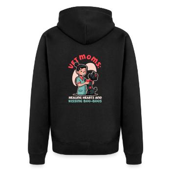 Tierarztmutter heilt Herzen und küsst Buh-Buhs - Unisex Premium Bio Zip Hoodie - Schwarz - Hinten - Nico (187cm)
