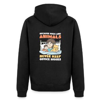 Les animaux vétérinaires maman enfants ne gardent jamais les heures de bureau - Veste à capuche bio Premium Unisexe - noir - Dos - Nico (187cm)